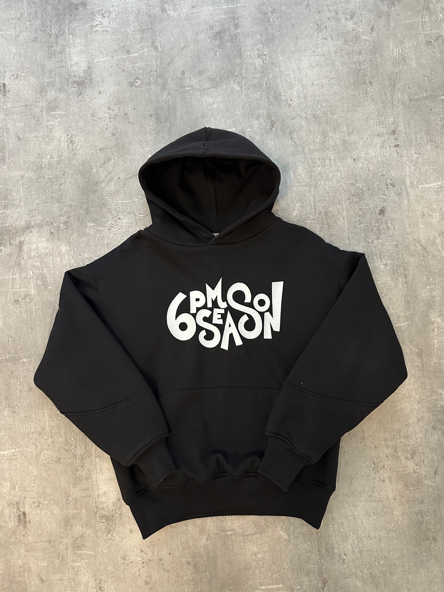 6PM Double Layer Hoodie Schwarz