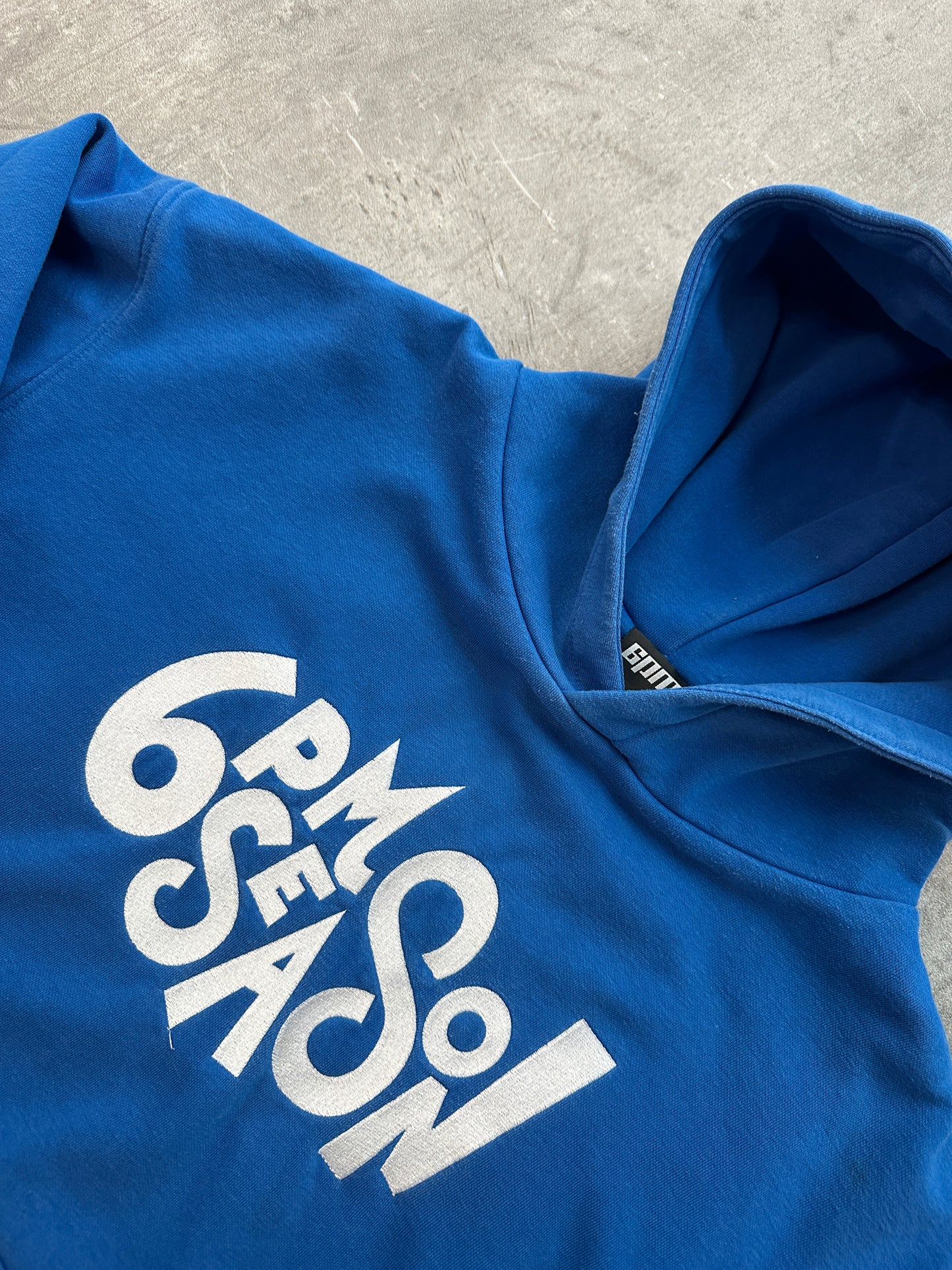 6PM Double Layer Hoodie Blau